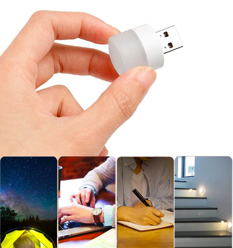 1/10Pcs Mini USB Night Light Warm White Eye Protection Book Reading Light USB Plug Computer Mobile Power Charging LED Night Lamp