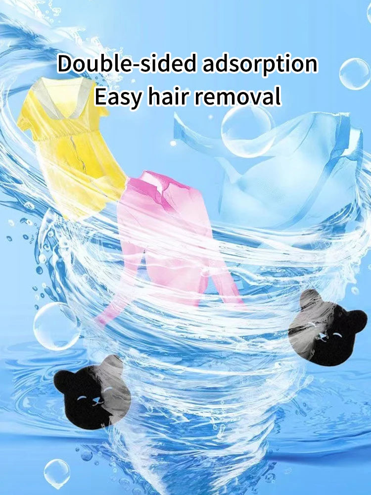 2 /4 Sets Of Household Pet Hair Remover, Machine Washed Bear Sticky Sponge, Reusable, Suitable For Washing Machine, Dryer, Black