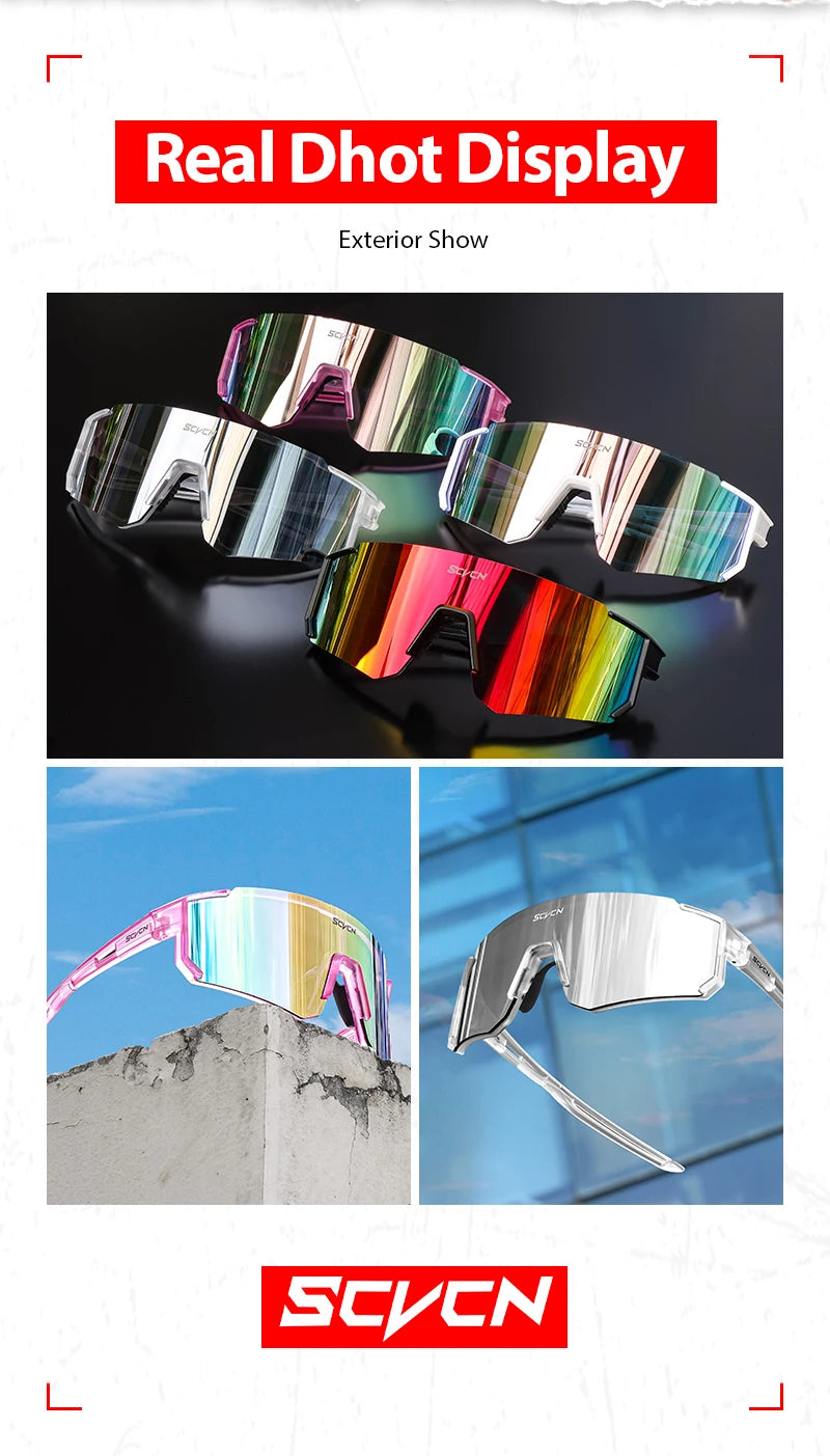 SCVCN New Outdoor Cycling Sunglasses Men Road Driving Bike Glasses  Sports Mountain Climbing Women Bicycle Cycling UV400 Goggles