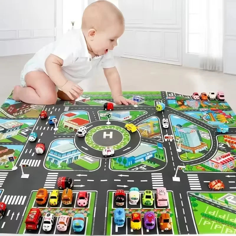 83*58cm/130*100cm Road Mat Children Traffic Car Map Educational Toy Road Plastic Carpet Playmat For Mats City Kids Toys Games