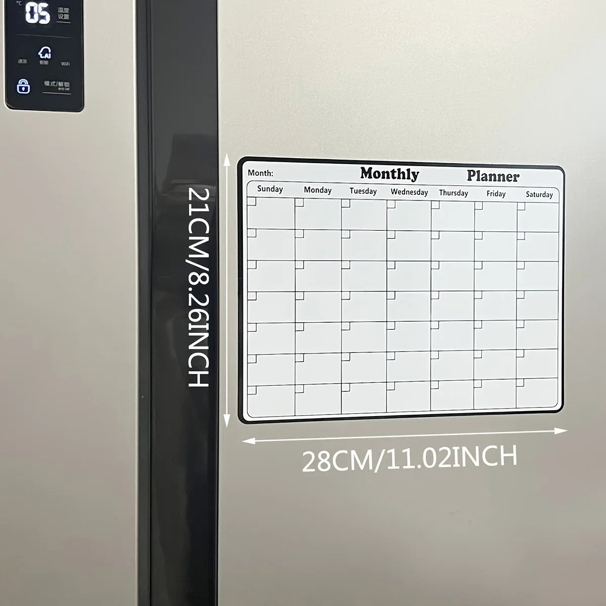 1pc Magnetic Fridge Calendar Dry Erase Monthly Planner Whiteboard Fridge Sticker Message Board Kitchen Memo Organizer with Pen