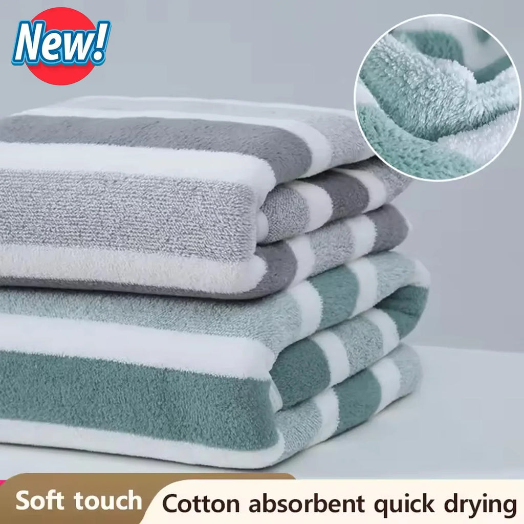 1 Pc Striped Face Towel Thickened Absorbent Soft Face Towel For Home Thick And Durable For Daily Household Use New