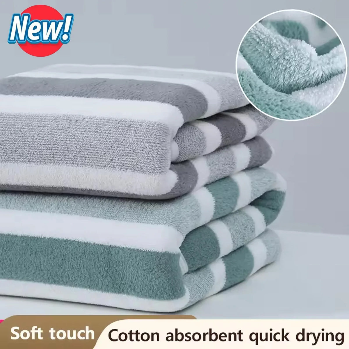 1 Pc Striped Face Towel Thickened Absorbent Soft Face Towel For Home Thick And Durable For Daily Household Use New