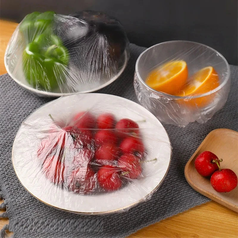 Disposable Colorful Cling Film Cover Food Grade Fresh-keeping Plastic Bag Dust Elastic Cover Kitchen Refrigerator Accessories