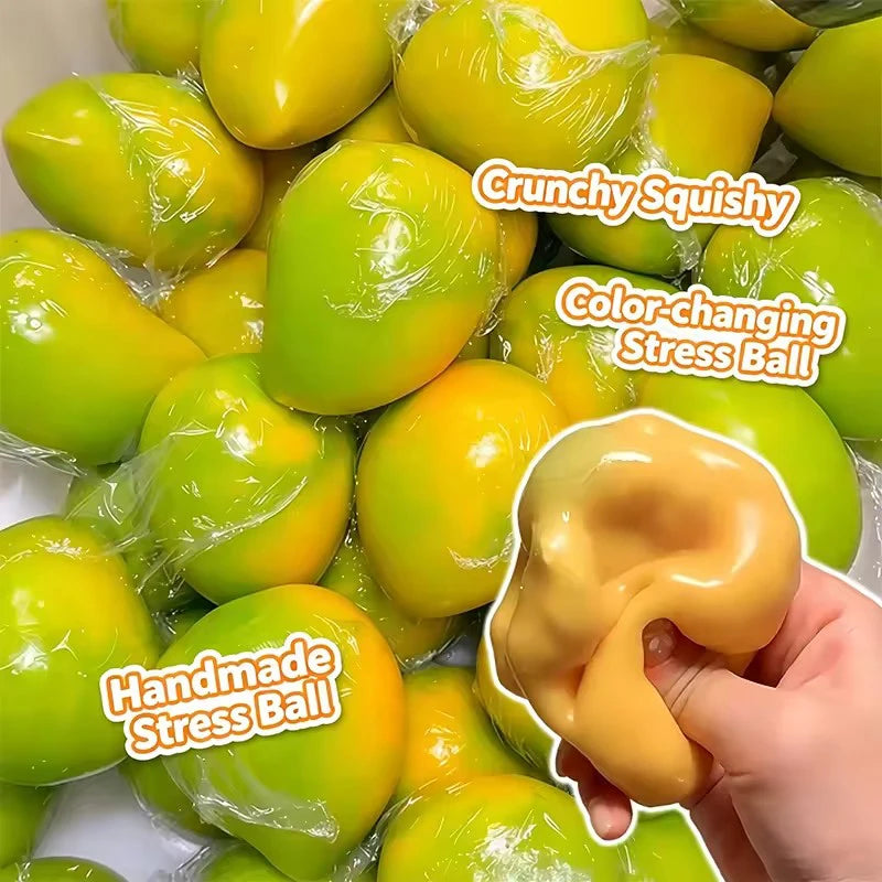 Color-Changing Mango Crunchy Squishy Stress Ball Stress Relief Toy Soft Homemade Squeeze Fidget Toys Adult Anti Stress Toys Gift