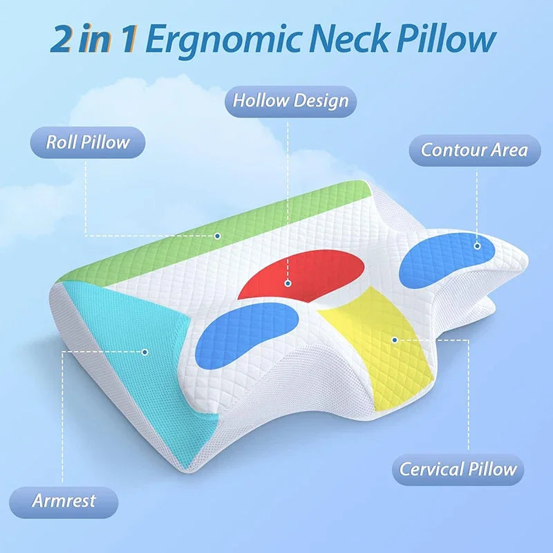 Sleep Memory Pillow Butterfly Memory Foam Neck Pillows Contoured Sleep For Neck Pain Relief Stomach Support Comfortable Pillow