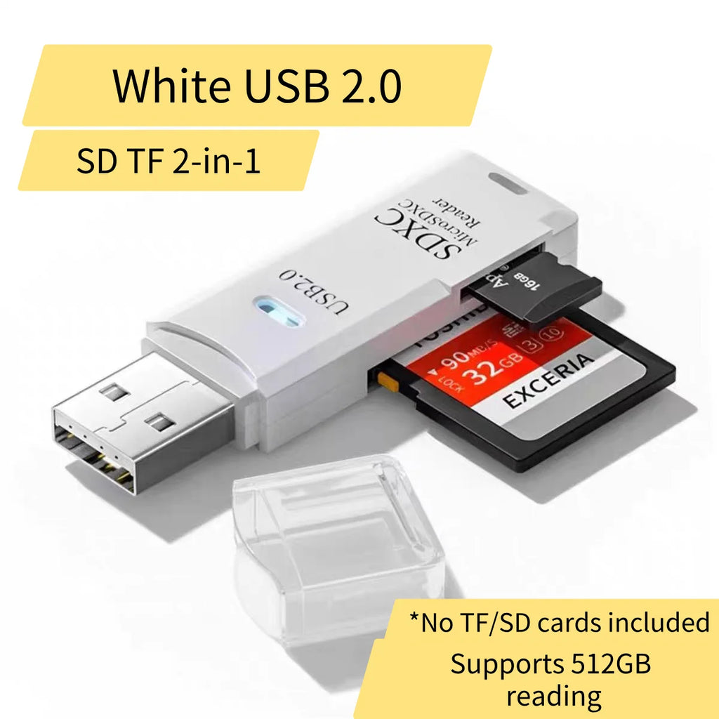 Card Reader Writer USB Flash Drive Adapter 2-in-1 Multi-Functional USB 2.0 Micro SD TF Memory Card for PC Laptops