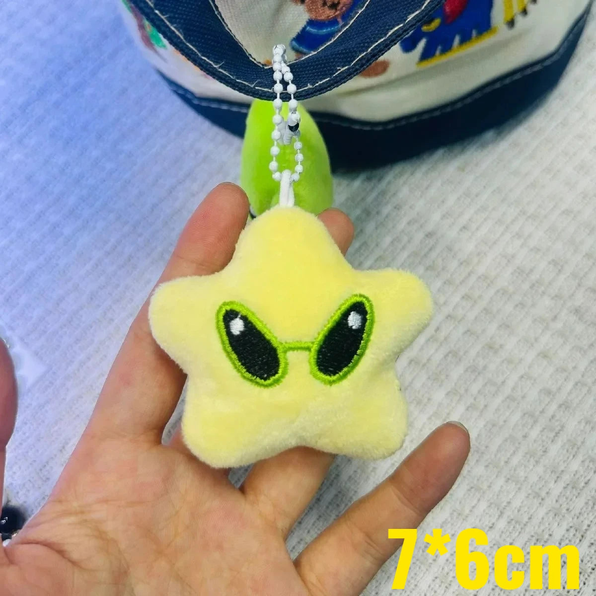 1/2Pcs Cartoon Plush Alien Keychain Cute Handbag Backpack Fluffy Car Phone Strap Accessory Gifts Kawaii Decor Star Doll Keyrings