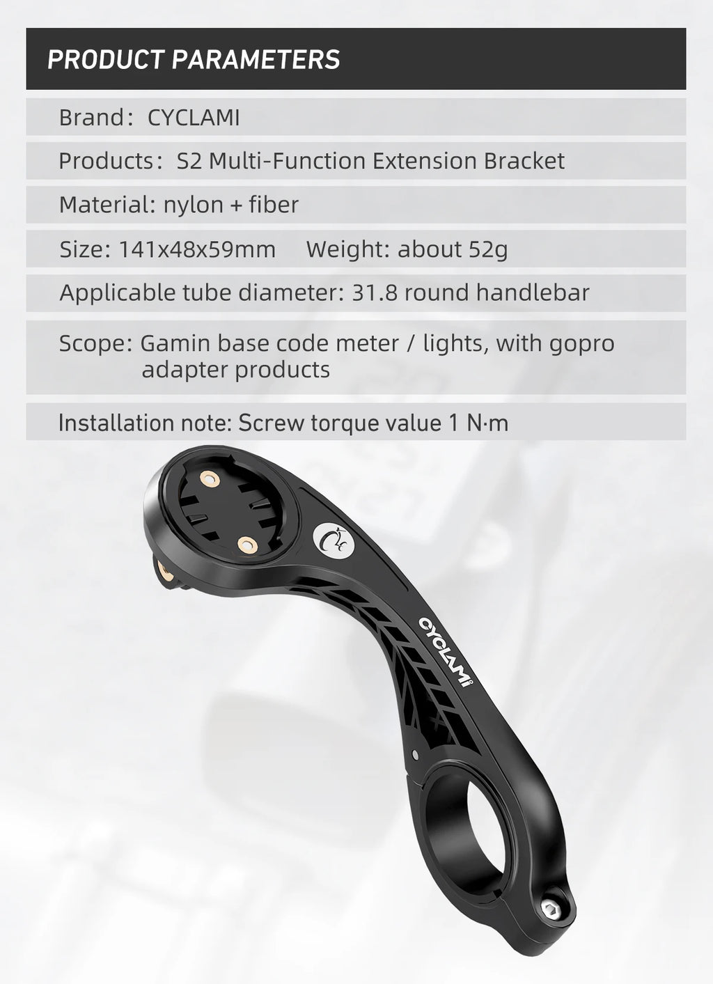 CYCLAMI S2 Bike Computer Mount Mountain Road Bicycle GPS Headlight Holder Bracket Support For GARMIN XOSS IGPSPORT Magene Coospo