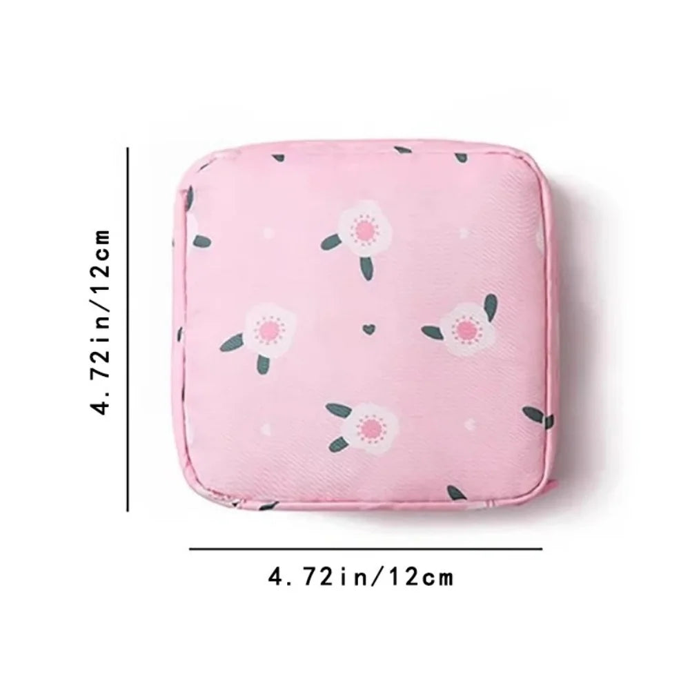 Cartoon Pattern Sanitary Napkin Bag Women Sanitary Napkin Tampon Storage Bag Portable Waterproof Multifunction Organizer Pouch