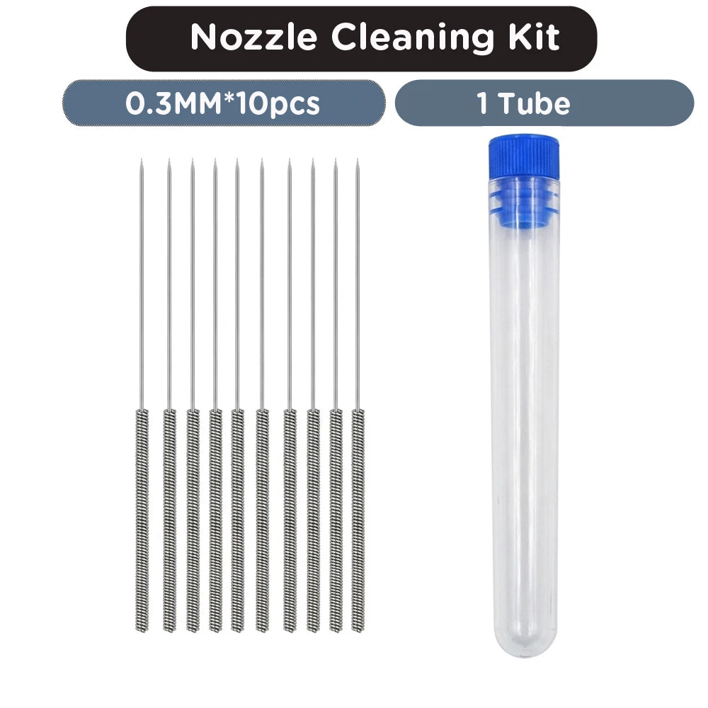 3D Printer Nozzle Cleaning Needles Kit Stainless Steel 0.15-1.0mm Needles Anti-Clog Cleaner Tool For Creality Ender Bambu Lab