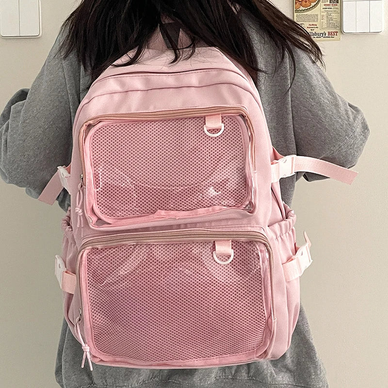 🎒✨ Mochila Transparente Estilo Japonés ITA – Gran Capacidad para Escuela, Universidad y Cosplay 💖🌸