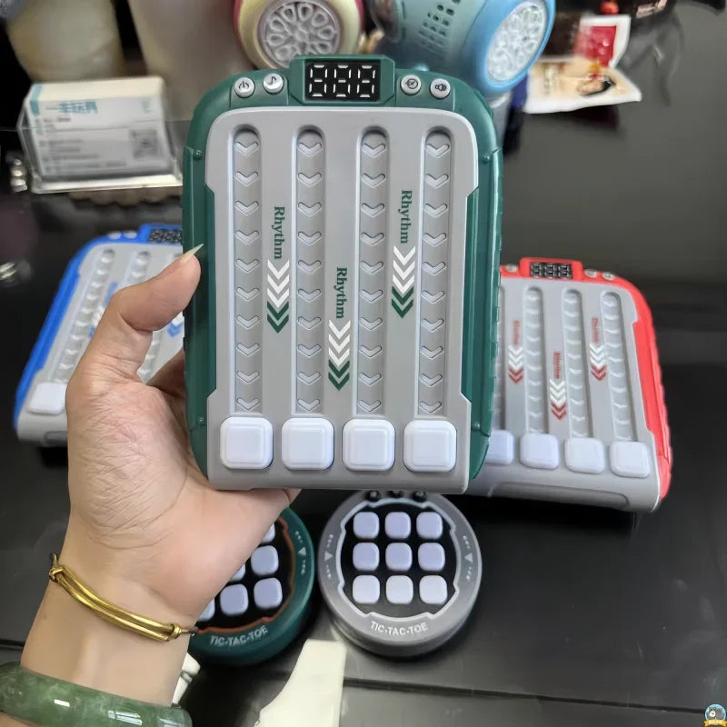 Electronic Music Puzzle Game Machine Montessori Pockets Travel Toy Light Up Educationa Sensory Fast Push Table Game