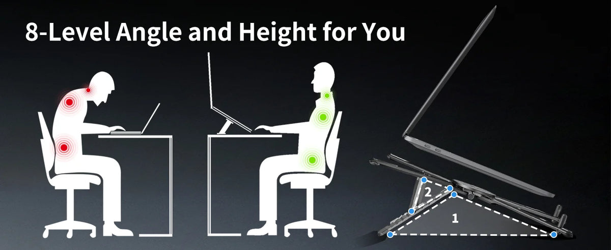 Portable Foldable Laptop Stand for Desk Foldable Ergonomic 8-Level Height Construction Tripod Compatible Portable with Convenien