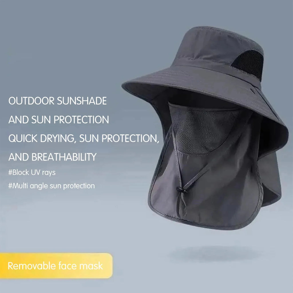Women's Summer Bucket Hat with Neck Cover, Breathable Wide Brim UV Protection Sun Hat for Fishing Travel Beach Holiday