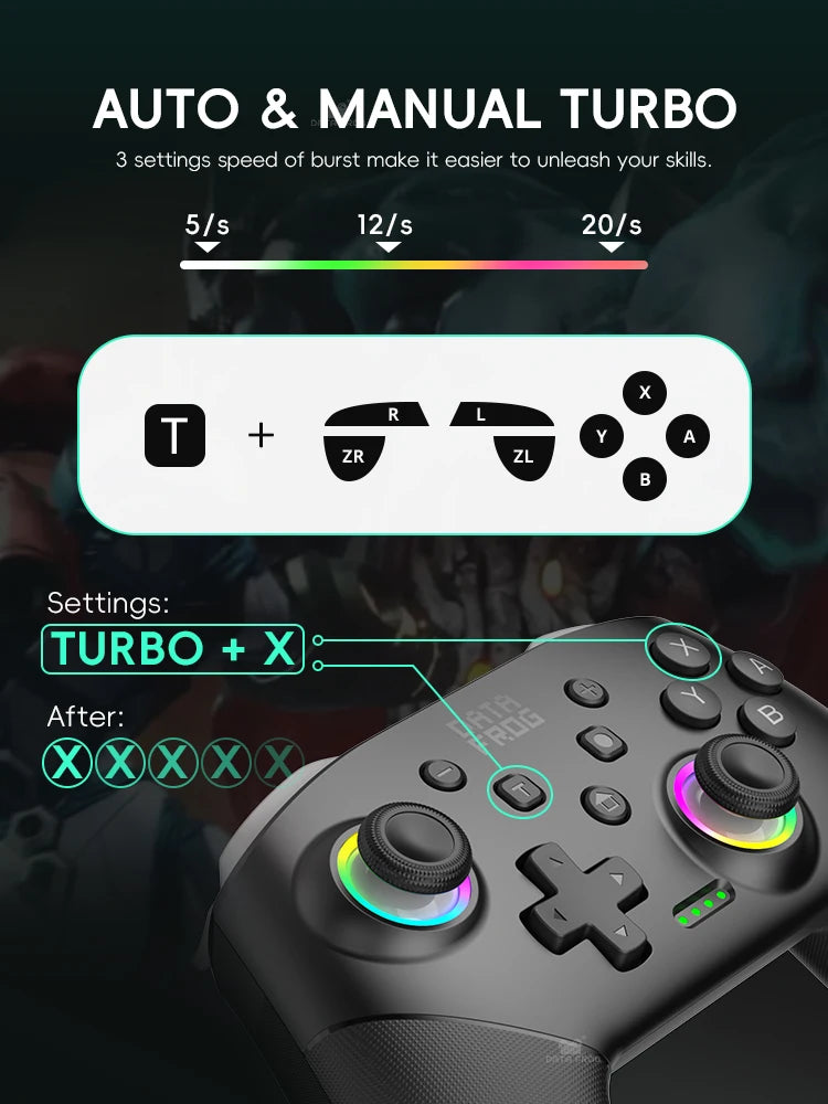 🎮 Control Inalámbrico DATA FROG RGB para Nintendo Switch y PC 🕹️