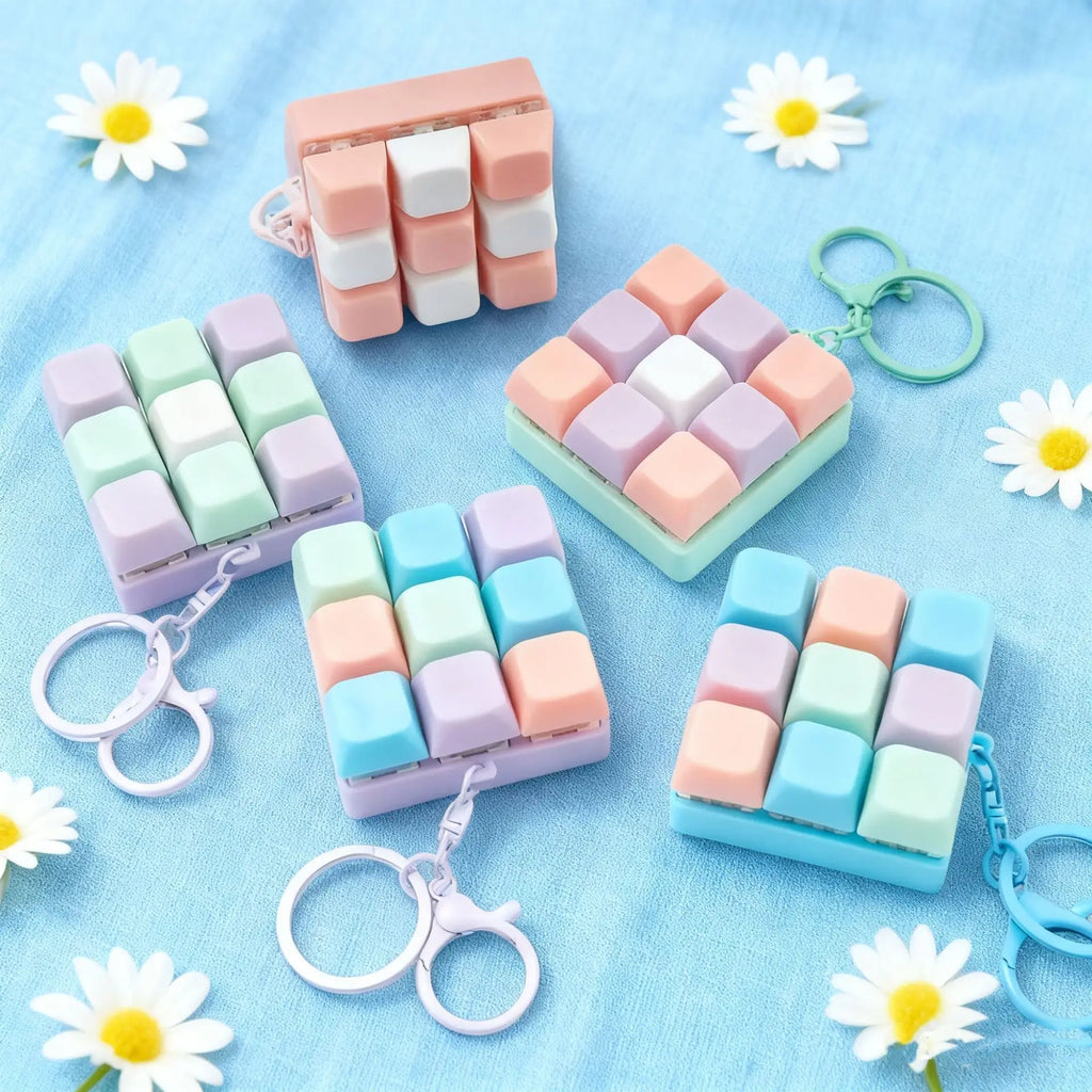 Nine-key Tetris Fingertip Pressing Key Keychain Adult Stress-relieving Finger Keyboard Game Key Chain Stress-relieving Keychain