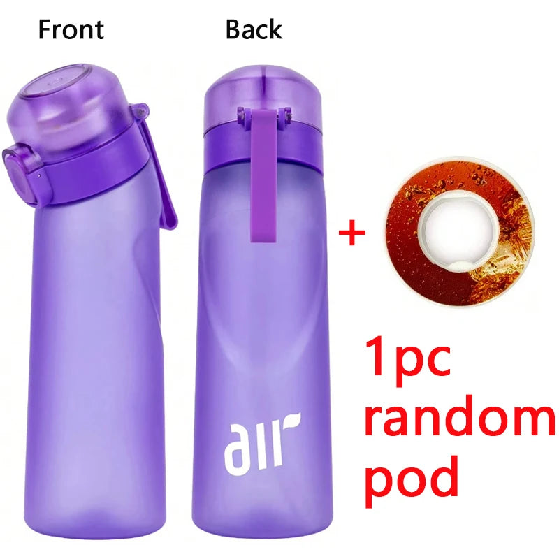 1pc Air Water Bottle With 1pc Random Round Shape Flavor Pod Sports Straw Plastic Cup Leak Proof Outdoor Travel Sports Bottles