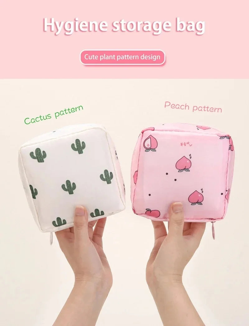 Cartoon Pattern Sanitary Napkin Bag Women Sanitary Napkin Tampon Storage Bag Portable Waterproof Multifunction Organizer Pouch