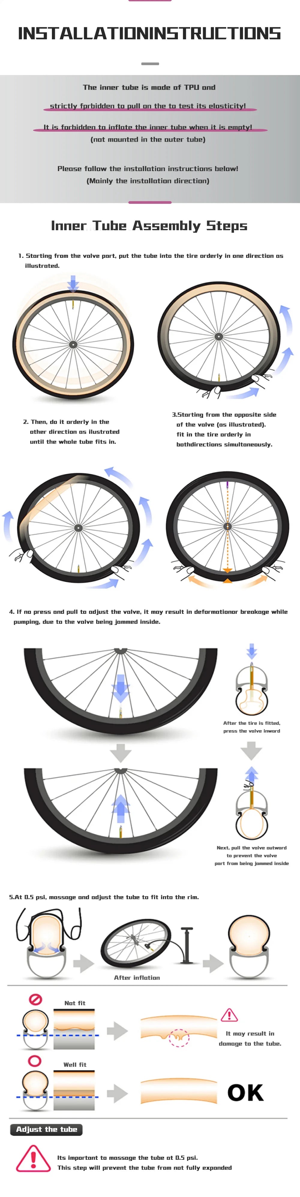 BKPTX 1Pcs/2Pcs 28g Orange Bike TPU Inner Tube 700X18 25 28 32 Road Bicycle TPU Material Tire 65mm Length French Valve