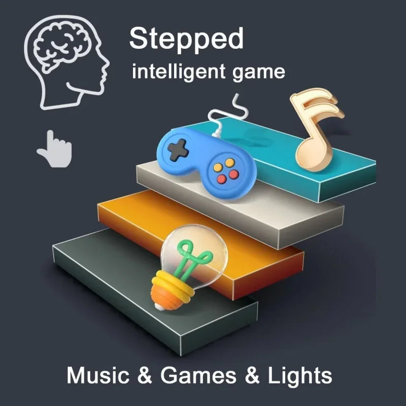 Electronic Music Puzzle Game Machine Montessori Pockets Travel Toy Light Up Educationa Sensory Fast Push Table Game