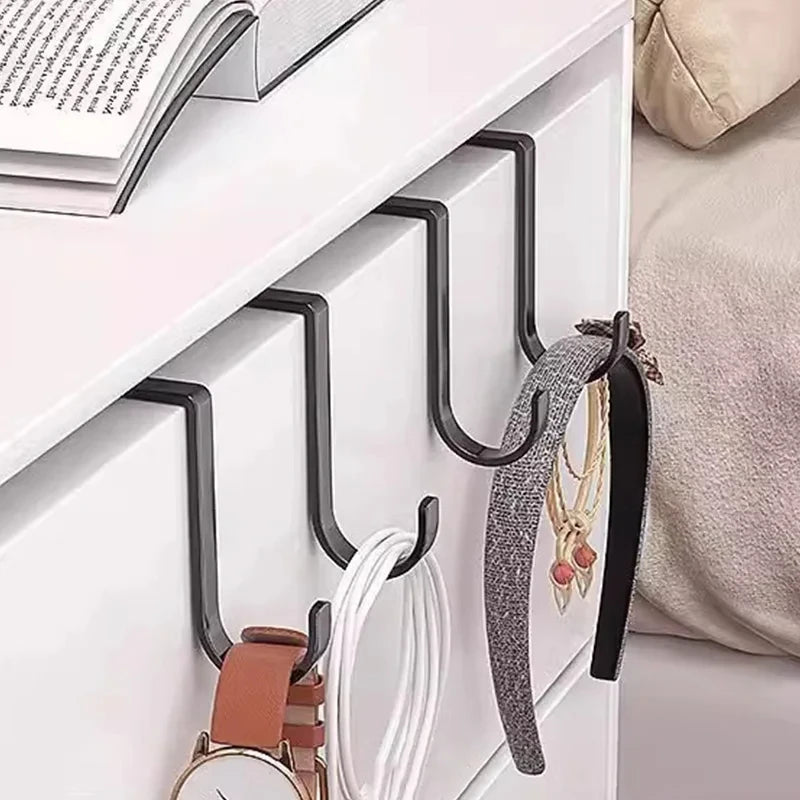 1PC Punch Free S Shape Stainless Steel Door Hook Double Hanger Wall Mount Coat Towel Storage Organizer Hook