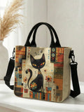 👜 Bolso Tote de Gato Artístico con Correa Desmontable 🐈✨