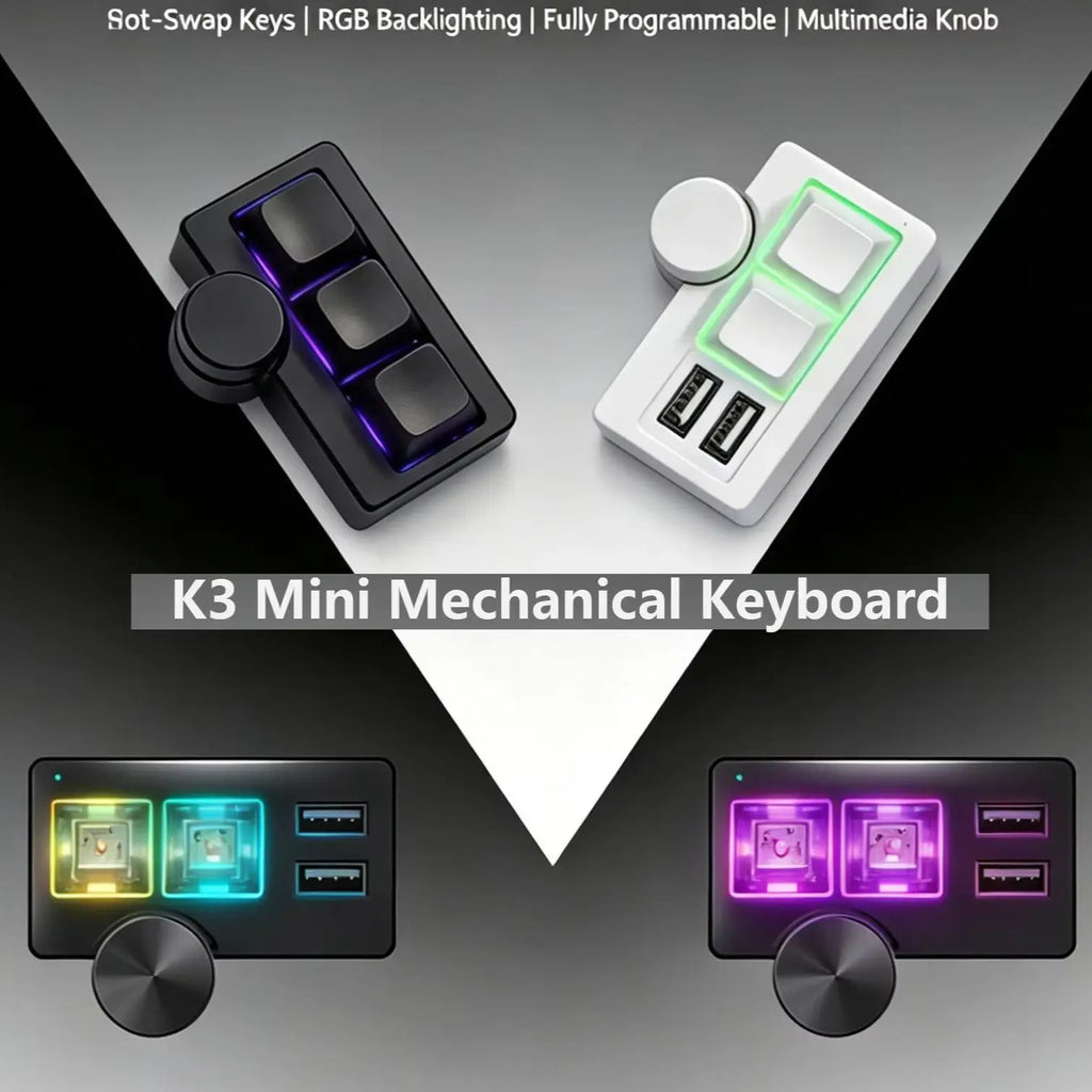 Hot-Swappable RGB Gaming Wired Mini Keyboard USB Portable Multi-Combination/Multi-Media Office/Gaming Custom Shortcut Keyboard