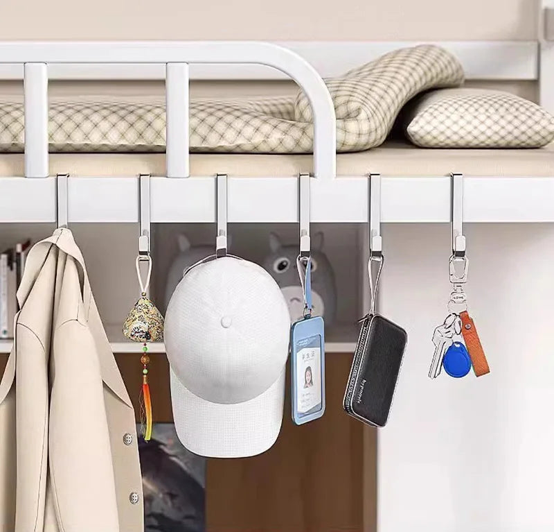 1PC Punch Free S Shape Stainless Steel Door Hook Double Hanger Wall Mount Coat Towel Storage Organizer Hook