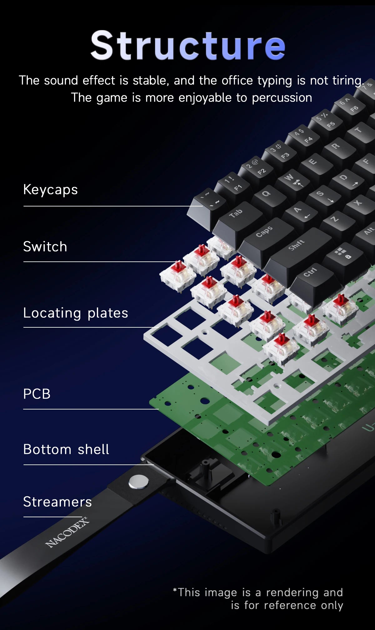 AJAZZ NK61 Wired Gaming Mechanical Keyboard 60% RGB Hot-Swappable 61 Keys Red Switch Mini Keyboard for Gamer PC