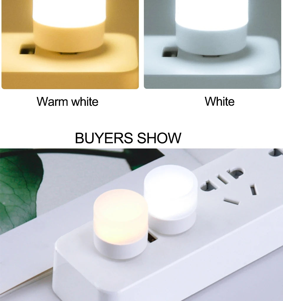 1/10Pcs Mini USB Night Light Warm White Eye Protection Book Reading Light USB Plug Computer Mobile Power Charging LED Night Lamp