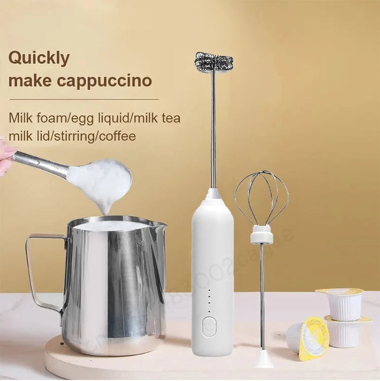 Espumador de Leche Eléctrico Inalámbrico con Carga USB Tipo C – Batidor de Mano de Acero Inoxidable ☕️🥛