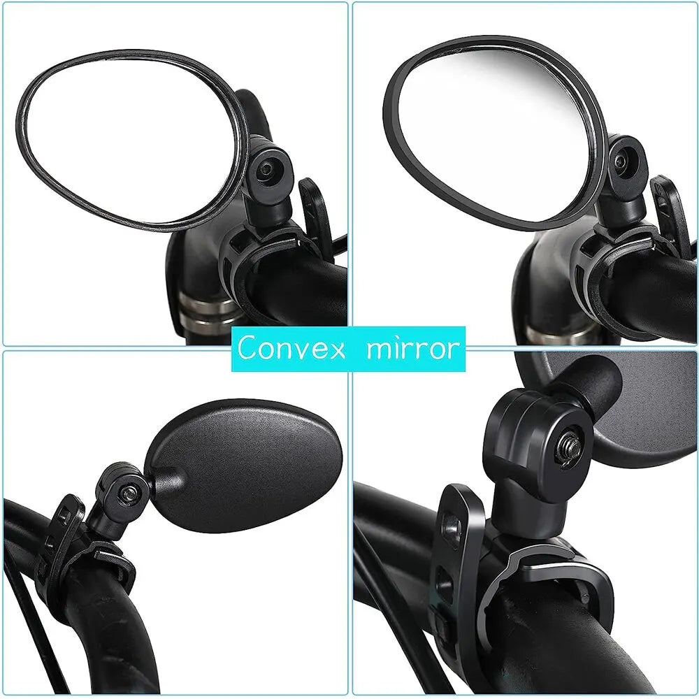 1/2pcs Bike Rearview Mirror 360° Adjustable Rotatable Handlebar Convex Mirror Safe Wide Angle For Bicycle Cycling Outdoor Sports