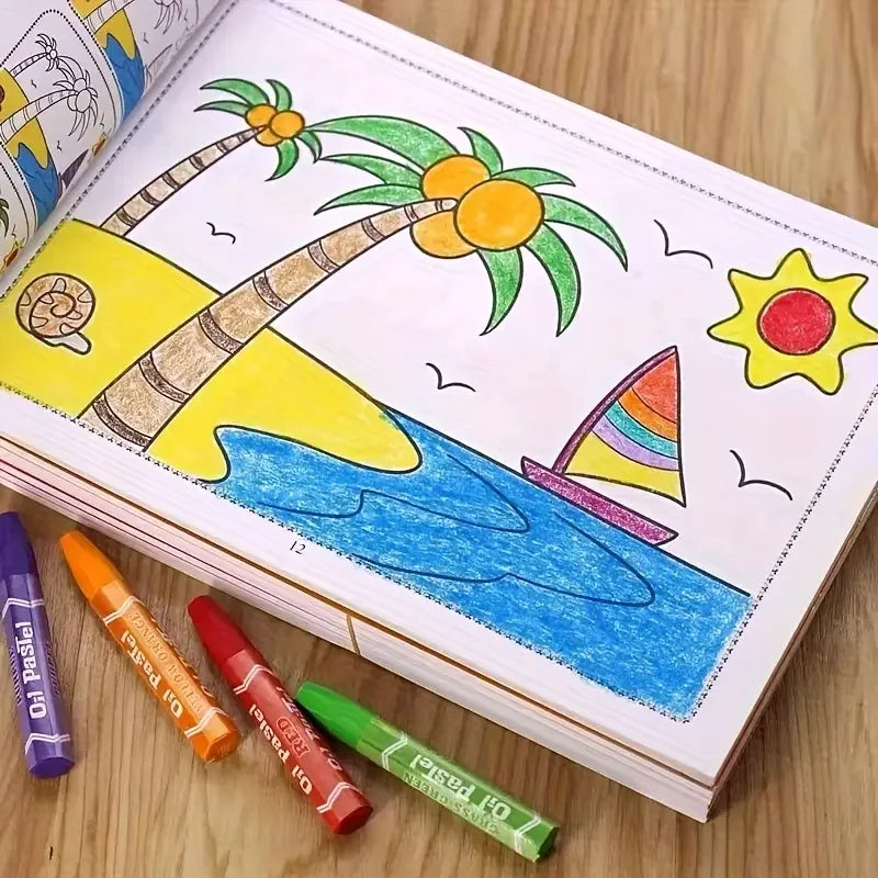 46-Page Kids Drawing & Painting Coloring Book - Educational Art Supplies for Creative Learning, Gift for Boys & Girls, Chinese V