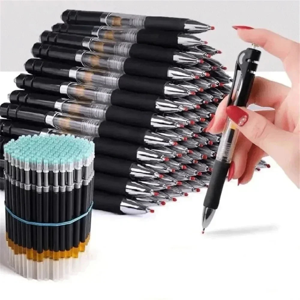 23 Pack Retractable Ballpoint Pen 0.5mm Large Capacity Black Red Blue Ink Replaceable Refills School Office Writing Stationery