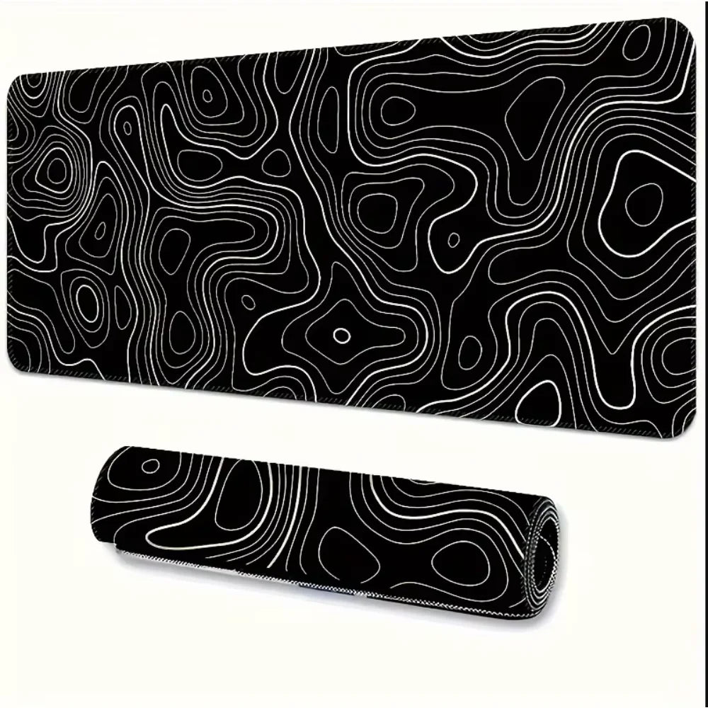 CIFBUY Large Gaming Mouse Pad Black Gray Swirl Design Desk Mat Non-Slip PC Computer Keyboard Office Carpet Maus Pad