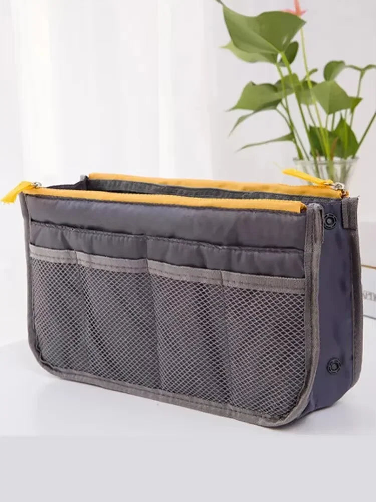 HOMEFISH Multi Pocket Portable Cosmetic Storage Bag, Large Capacity Double Zipper Travel Mommy Toiletry Bag