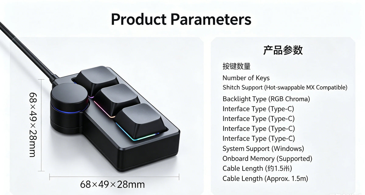 Hot-Swappable RGB Gaming Wired Mini Keyboard USB Portable Multi-Combination/Multi-Media Office/Gaming Custom Shortcut Keyboard