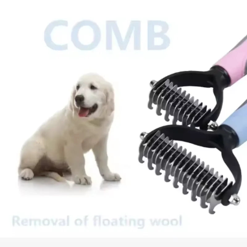Cepillo de aseo para mascotas de acero inoxidable de doble cara: peine para eliminar el pelo, cepillo para desenredar el pelo de perros y gatos, esencial para el aseo de gatos