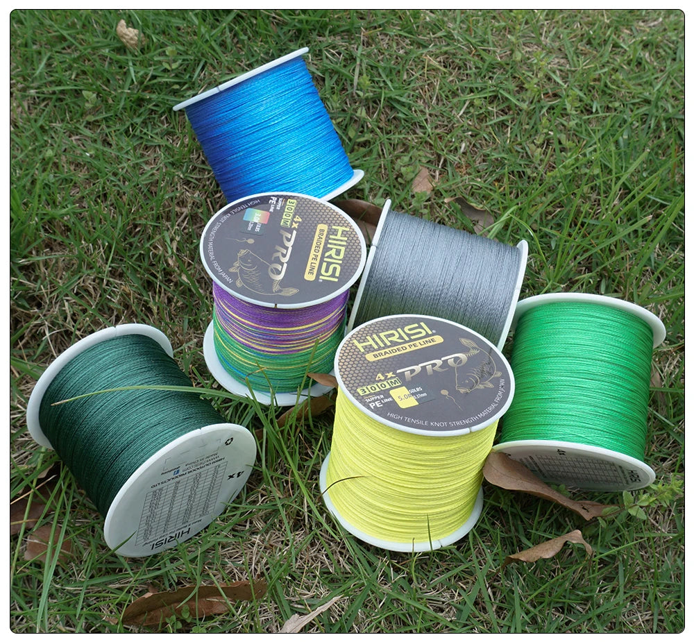 Hirisi Carp Fishing Line 300M Braided PE Line 4 Strands 15-50LB Multifilament Fishing Line Smooth Fishing Accessories