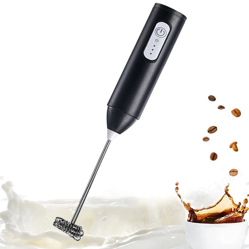 Wireless Electric Milk Frother Type-C Handheld Blender Stainless Steel Mini Coffee Maker Whisk Mixer for Coffee Cappuccino Cream