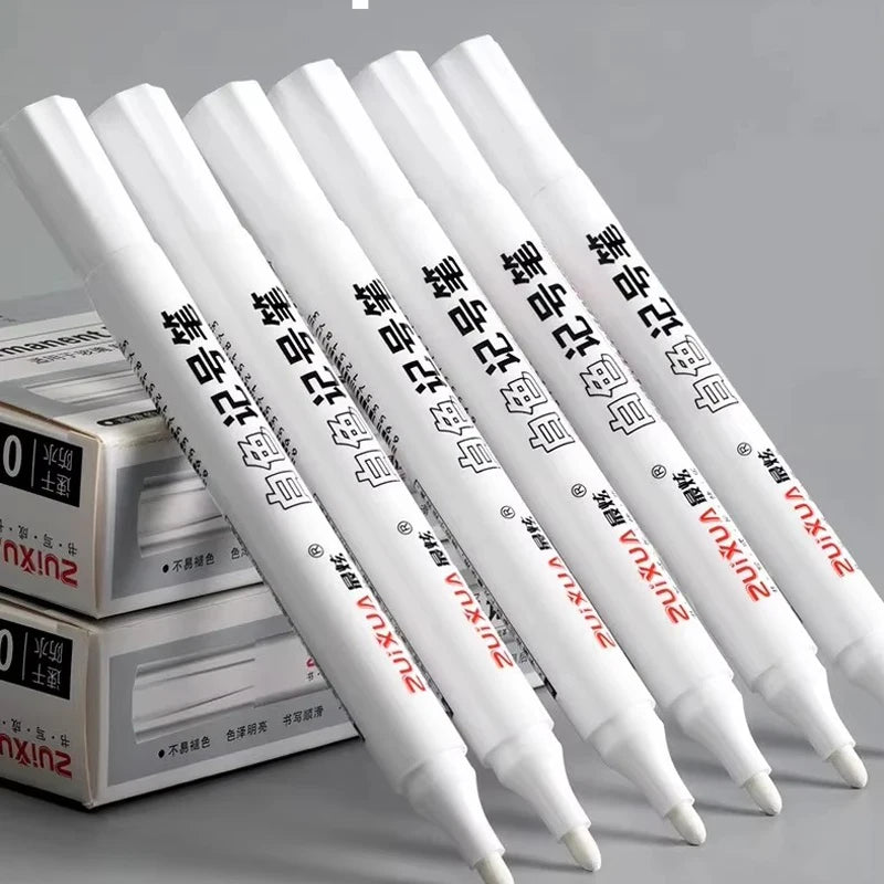 1Pc White Marker Pens 2.0mm Oily Waterproof White Gel Pen DIY Graffiti Sketching Markers Stationery Wrting School Supplies