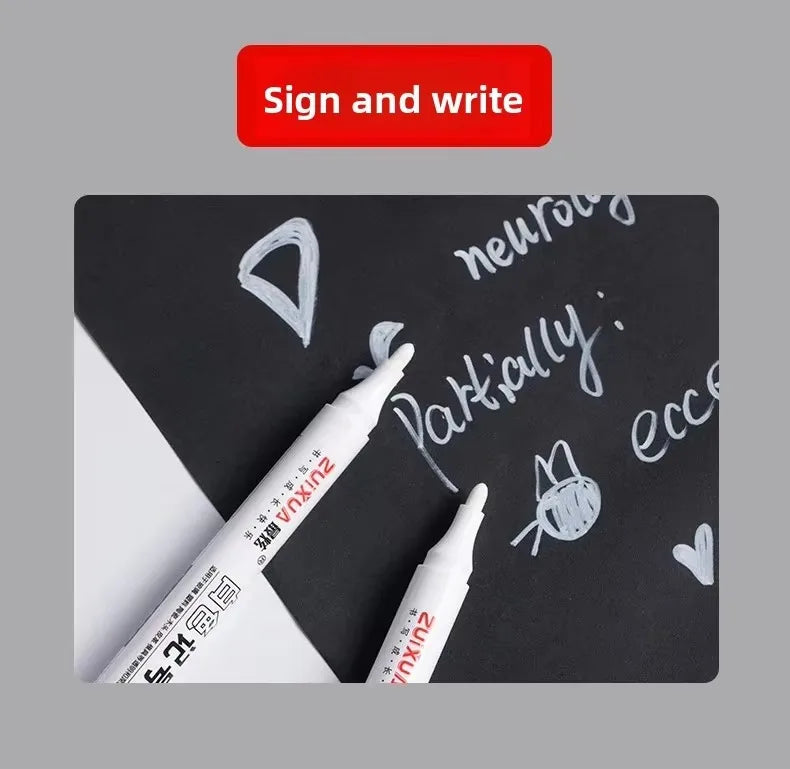 1Pc White Marker Pens 2.0mm Oily Waterproof White Gel Pen DIY Graffiti Sketching Markers Stationery Wrting School Supplies