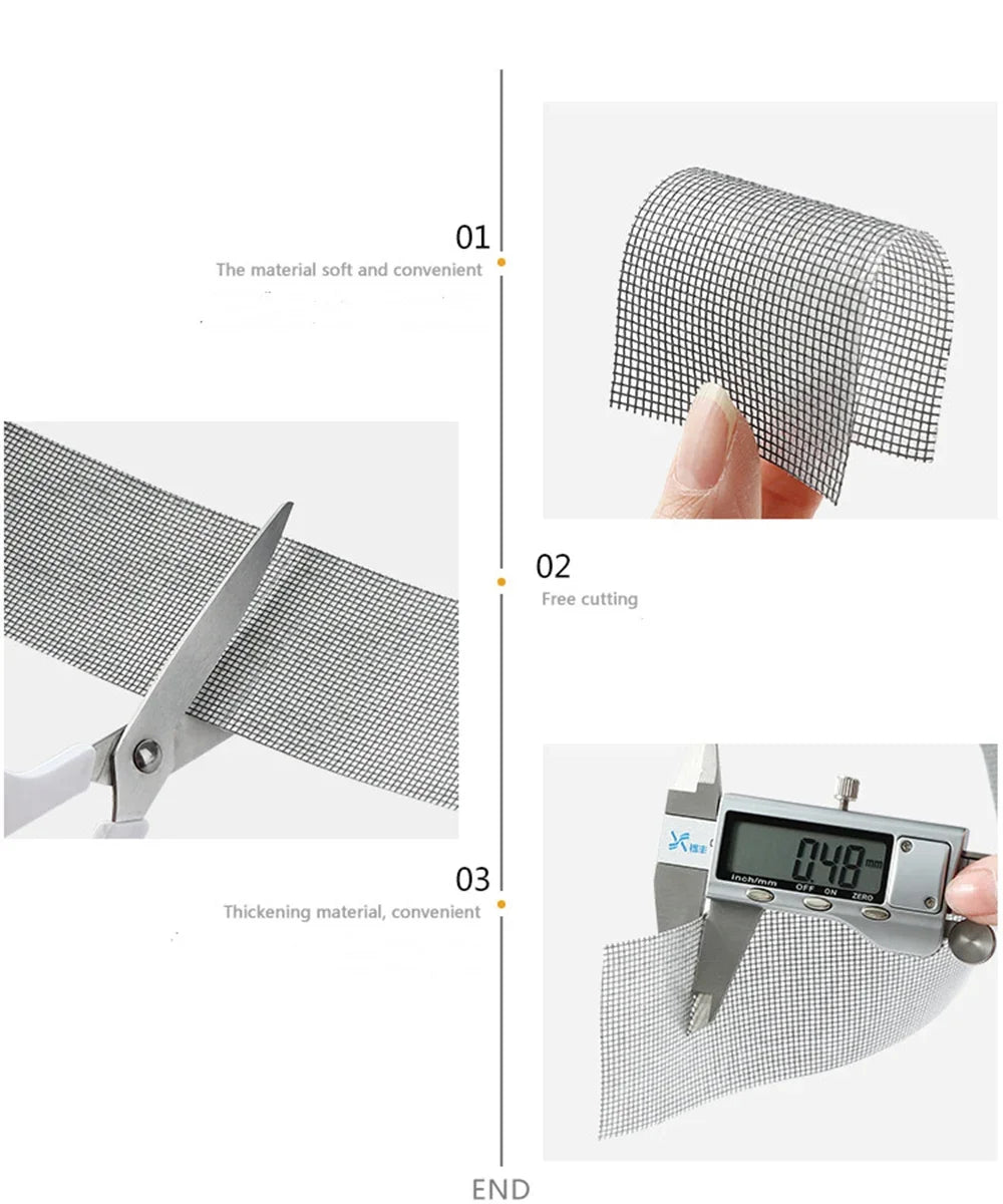 Mosquito Net Windows Anti-Mosquito Mesh Easy-to-Apply Waterproof Window Screen Repair Tape Self-Adhesive Mesh Patch