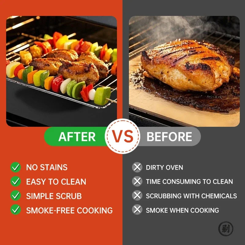 Heavy Duty Oven Liner Mat – Reusable Non-Stick Heat Resistant BBQ Grill Pad for Baking & Barbecue Cooking