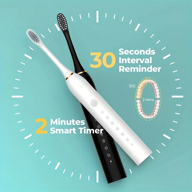Electric Toothbrush Soft Bristles 6 Speed Automatic for Adults & Kids  Universal Smart Charging  All Ages Compatible