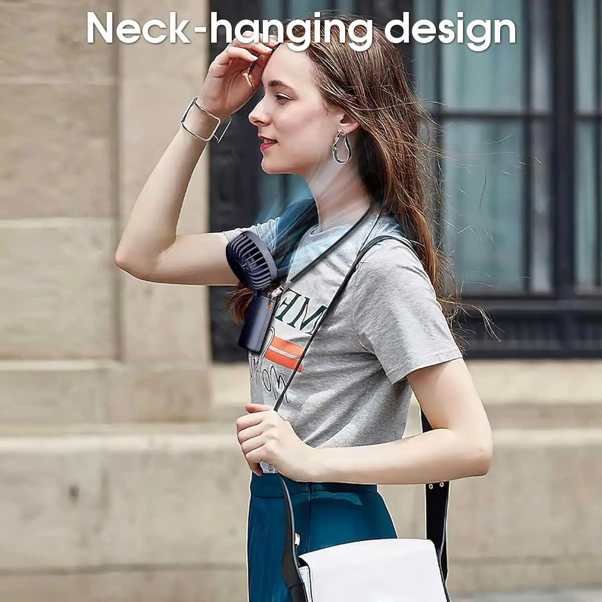 🌬️ Ventilador Portátil Recargable USB Plegable 🔋 5 Velocidades | 📱 Soporte para Celular | 🔢 Pantalla Digital | 🎒 Diseño de Mano y Colgante para el Cuello