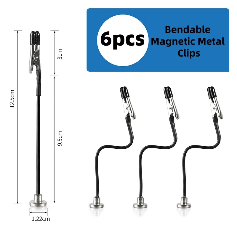 Bendable Magnetic Painting Clips Set With Metal Storage Box 360 Flexible Gooseneck Alligator Clip For Scale Model Airbrush Color