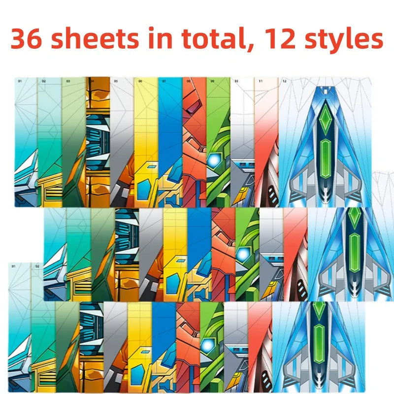 36Pcs DIY Children's Origami Airplane Parent-Child Full-Color Handmade Toy Airplane Educational Toy Hands-On Ability Puzzle Toy