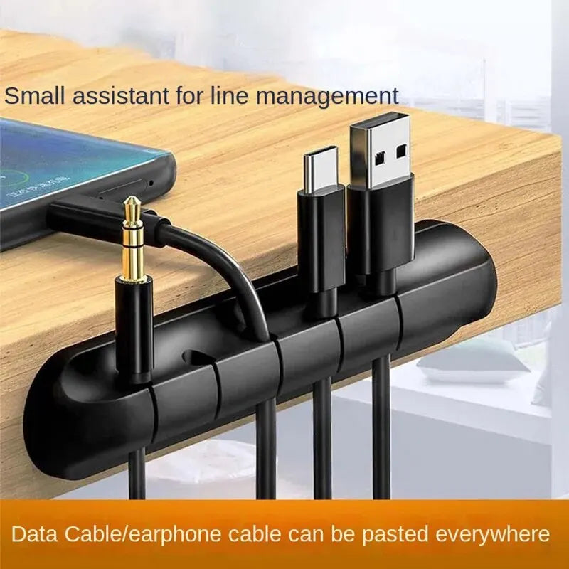 Self-Adhesive Power Cord Manager Fixed Chuck Plug Mouse Cable Headset Winder Mobile Phone Data Cable Card Silicone Desktop